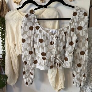 Boutique Crop Top Bundle Jacquie the Label Emory Park M Cream Brown Floral Boho